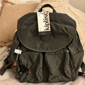 Kipling Dark (forest) Green Backpack with Monkey Charm. Perfect size!!!